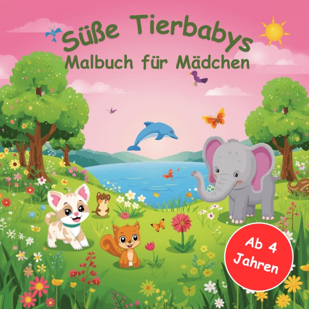 Süße Tierbabys - Malbuch für Mädchen ab 4 Jahren mit faszinierenden Ausmalbildern und kleinen Geschichten zu jedem Tier book