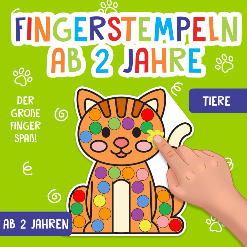 Fingerstempeln ab 2 Jahre: Tiere - Der große Fingerstempel Spaß für Kinder - Fingerstempelbuch zum Malen, Basteln und Stempeln mit Fingerfarben - Für Jungen und Mädchen Hobbies & Crafts