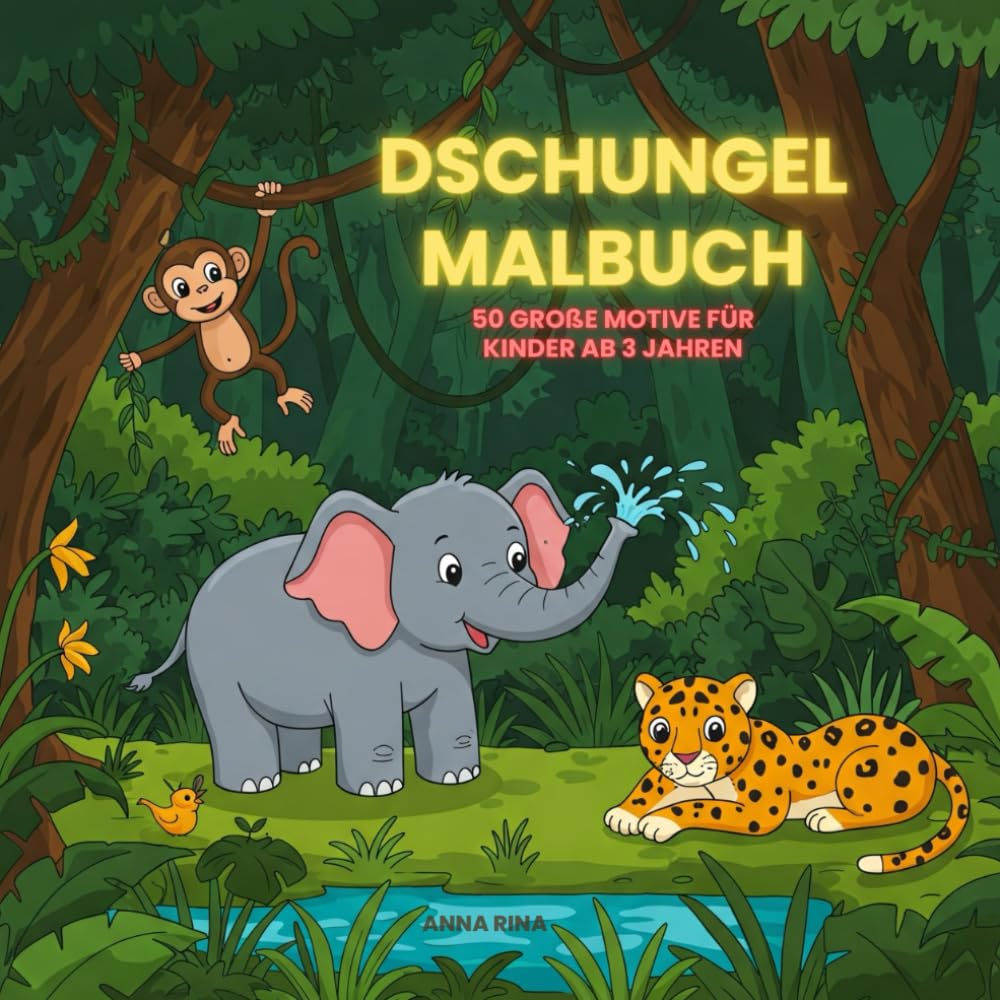 Dschungel Ausmalbuch für kreative Kinder ab 3 Jahren: 50 große Tiermotive zum Ausmalen für Mädchen & Jungs Parents & Children