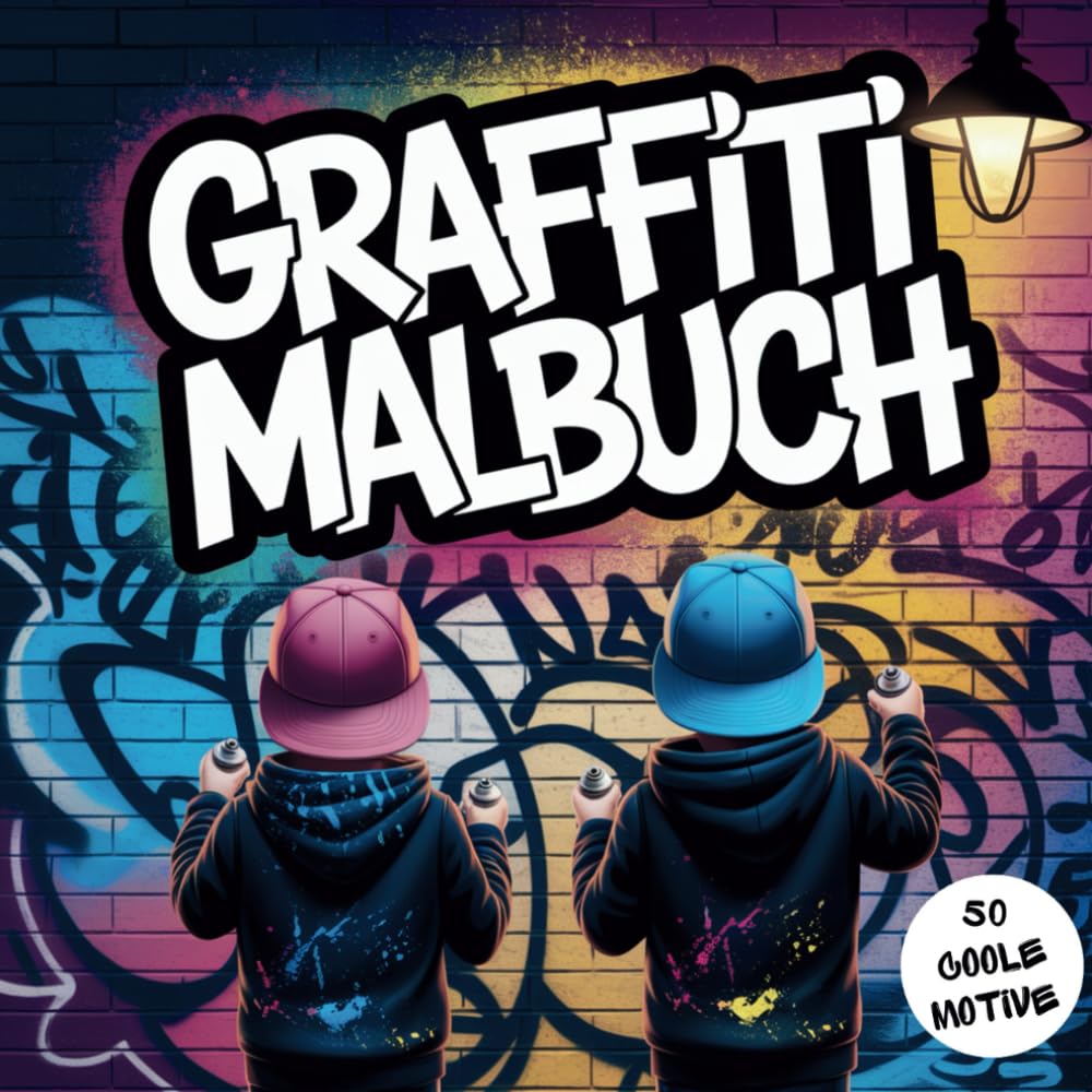 Graffiti Malbuch für coole Kinder: 50 Street Art Motive & Schriftzüge für kreative Kids & Teenager zum Ausmalen und Spaß haben – Ausmalbuch für Jungen und Mädchen Film, Art & Culture