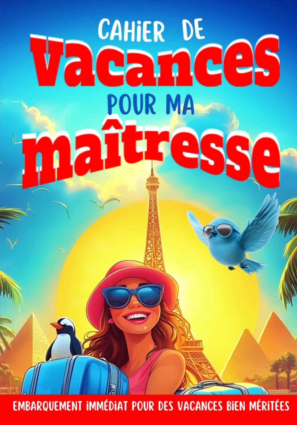 Cahier de Vacances pour ma Maîtresse : embarquement immédiat pour des vacances bien méritées: Cadeau Maîtresse d'école remerciement, existe pour ATSEM, Maître, AESH / Version couleur book