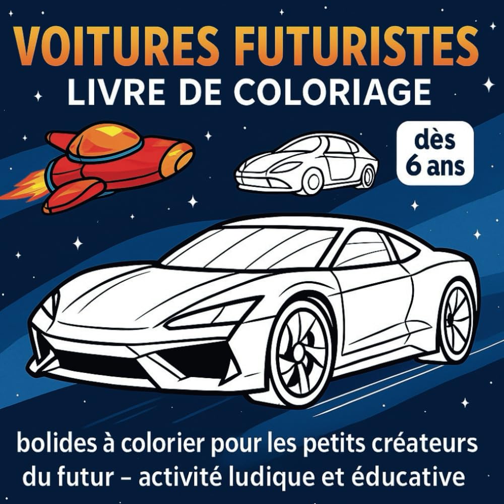 Voitures Futuristes Livre de Coloriage Enfant dès 6 Ans: “bolides à colorier pour les petits créateurs du futur” – activité ludique et éducative book
