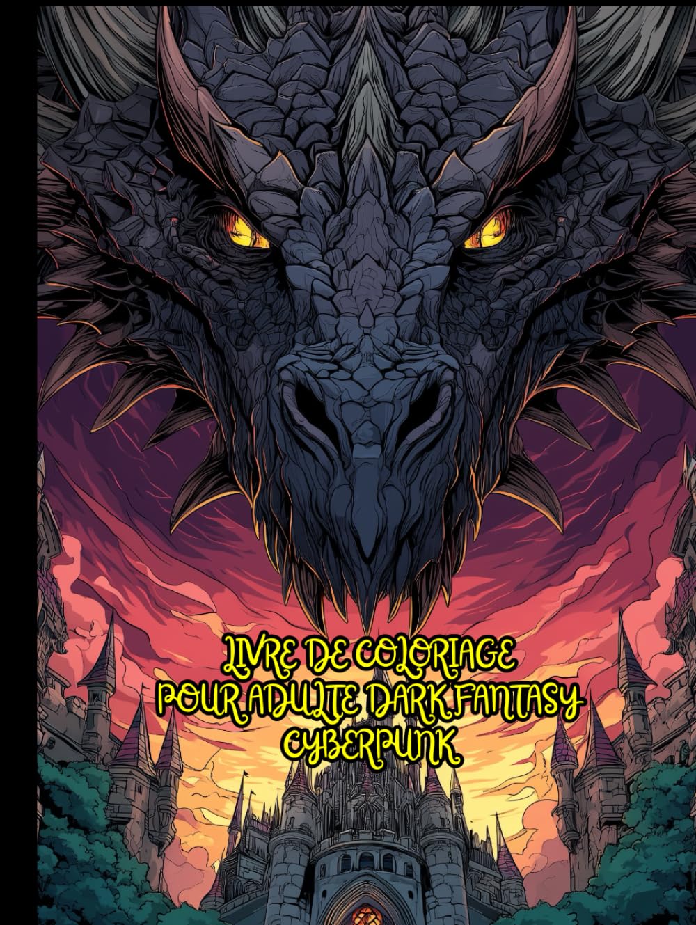 livre de coloriage adulte dark fantasy cyberpunk book