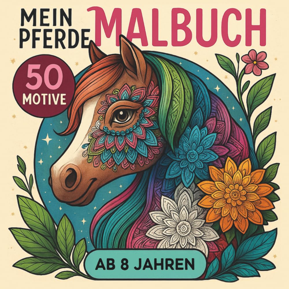 Mein Pferde Malbuch ab 8 Jahren: 50 Motive – Ein zauberhaftes Pferde Ausmalbuch für Kinder. Tauche ein in die bunte Welt der Pferde. Non-fiction
