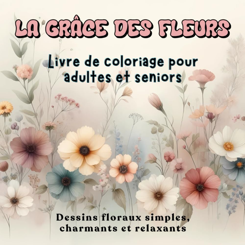 LA GRÂCE DES FLEURS Livre de coloriage pour adultes et seniors: Dessins floraux simples, charmants et relaxants book