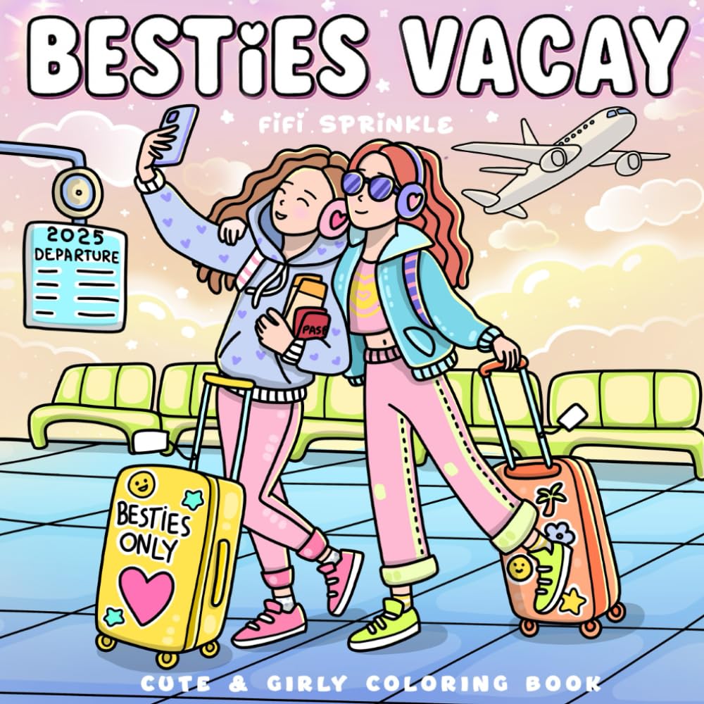 Besties Vacay: Cute and Fun Coloring Book for Adults and Teens Featuring Friendship Moments, Girly Vibes and Cozy Travel Activities book