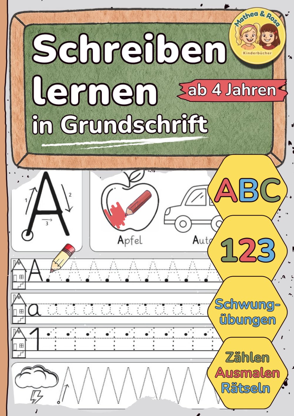 Schreiben lernen in Grundschrift – ABC, 0–9, Schwungübungen und Rätsel für Kinder ab 4 Jahren: Übungsheft für Vorschule & 1. Klasse – Buchstaben, Zahlen, Schwungübungen und Ausmalbilder Hobbies & Crafts