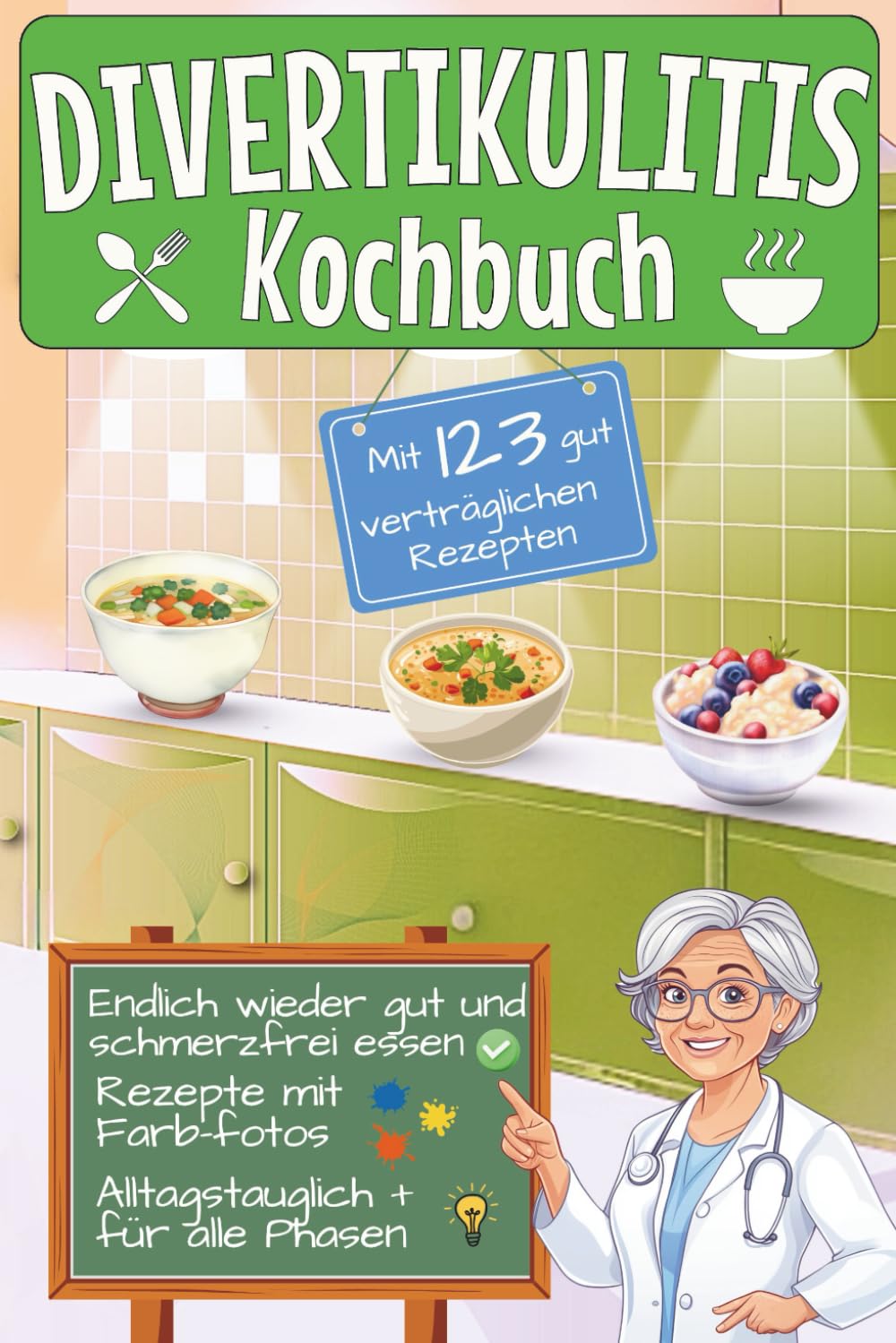 Divertikulitis Kochbuch – mit 123 gut verträglichen Rezepten: Für Phase 1, 2 und 3 | Von sanfter Schonkost bis ballaststoffreicher Alltagsküche | Mit farbigen Rezeptabbildungen und Bonus-Inhalten Health, Nutrition & Fitness