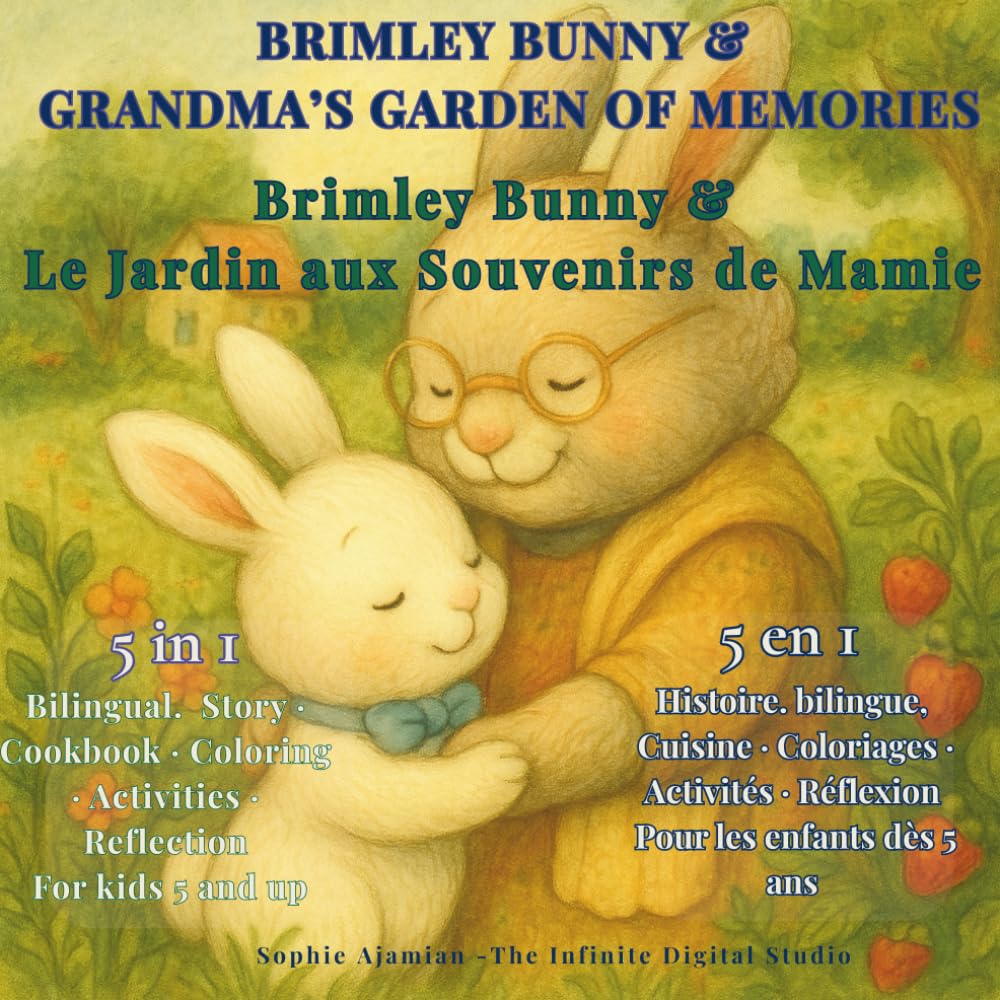 BRIMLEY BUNNY & GRANDMA’S GARDEN OF MEMORIES - Brimley Bunny & Le Jardin aux Souvenirs de Mamie: 5 in 1 Bilingual. Story · Cookbook · Coloring · ... bilingue, Cuisine · Coloriages · Activités · book