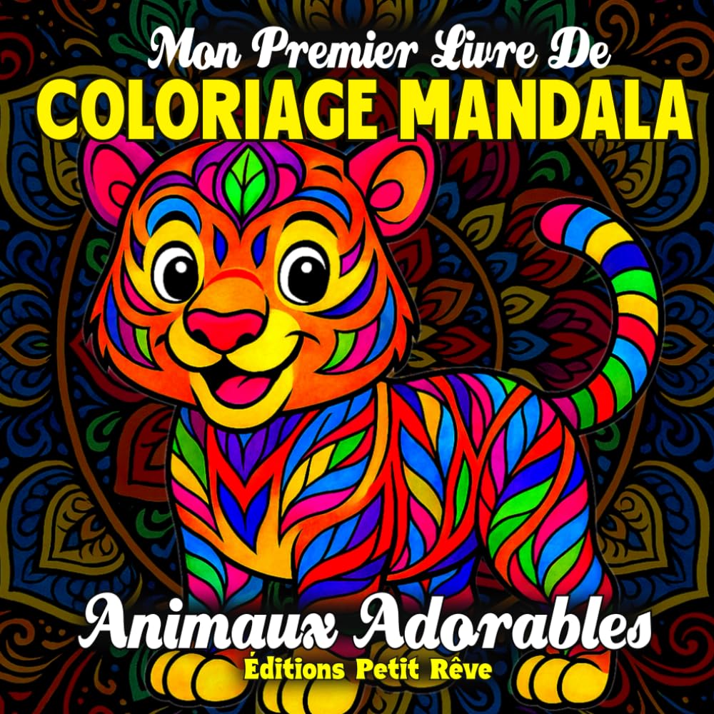 MON PREMIER LIVRE DE COLORIAGE MANDALA – ANIMAUX ADORABLES: 50 dessins mignons et faciles à colorier pour les enfants de 4 à 8 ans book