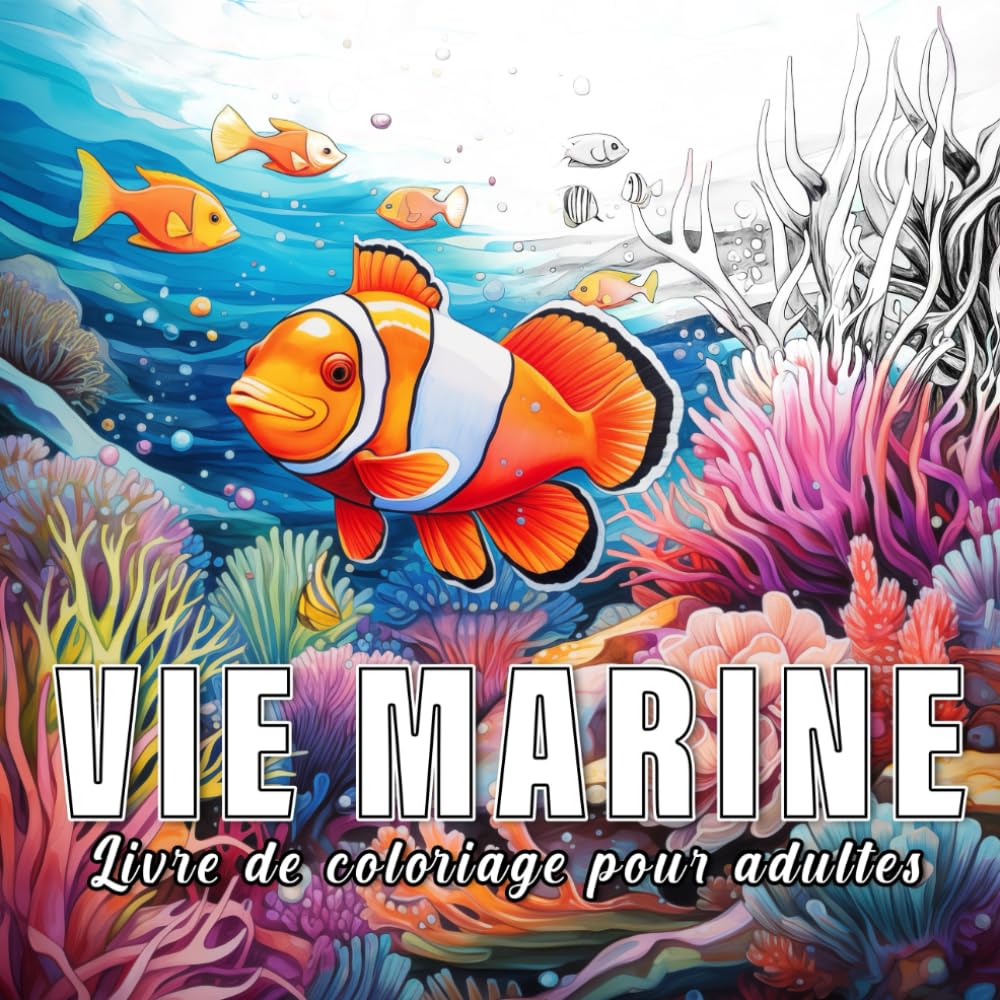 Vie marine: livre de coloriage pour adulte avec 60 croquis de vie marine. book