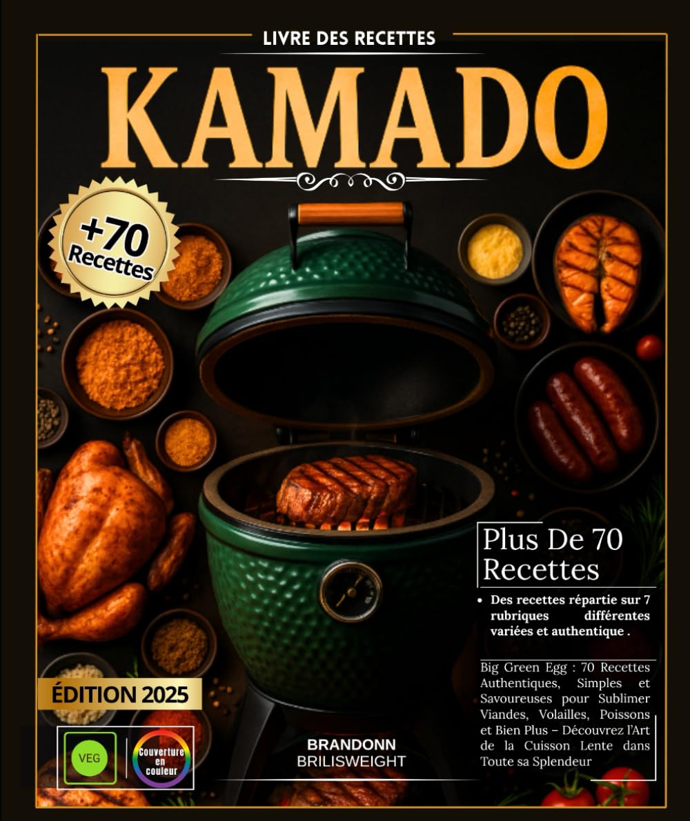 Livre des Recettes KAMADO Big Green Egg : 70 Recettes Authentiques, Simples et Savoureuses pour Sublimer Viandes, Volailles, Poissons et Bien Plus – ... de la Cuisson Lente dans Toute sa Splendeur book