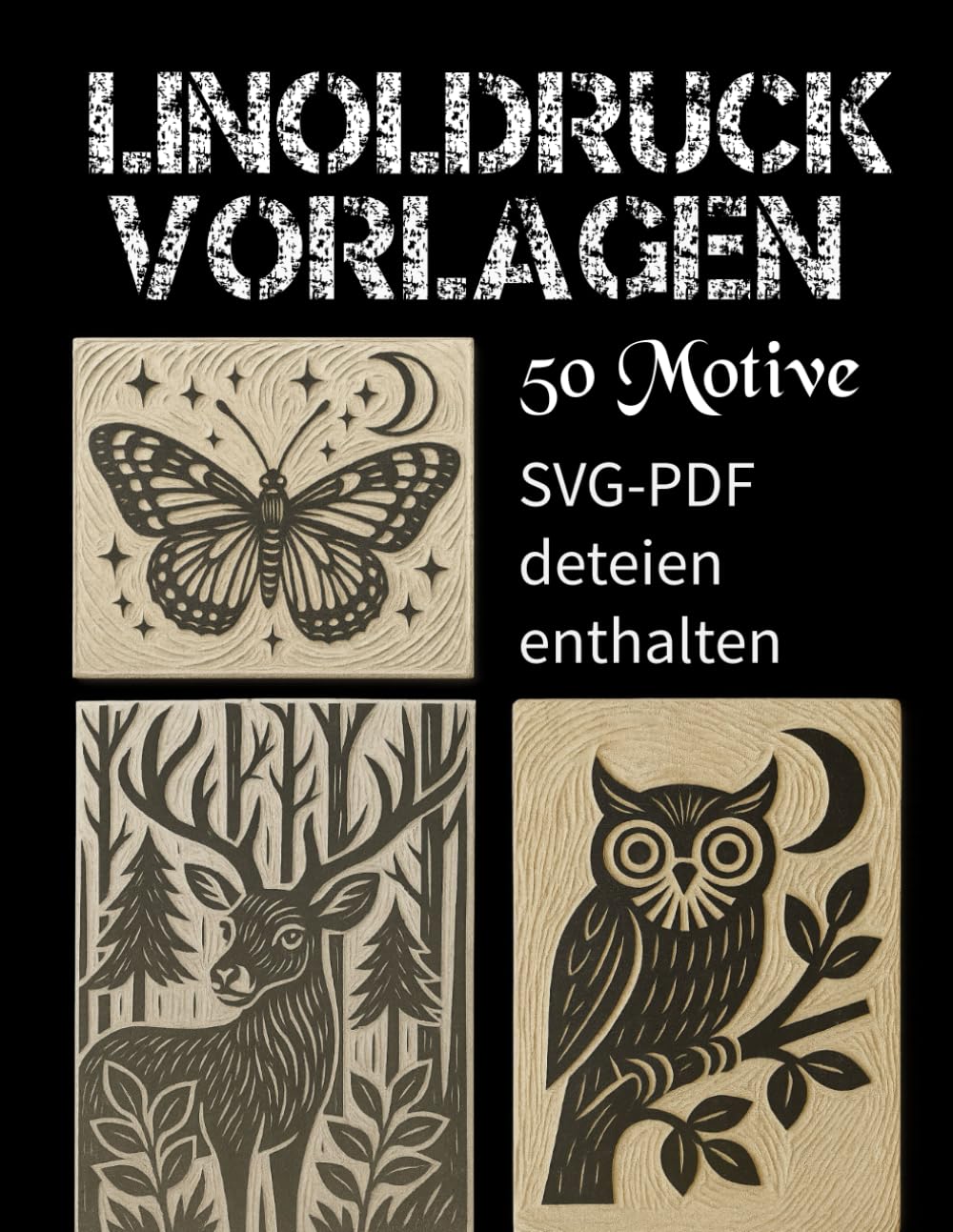 Linoldruck Vorlagen: Detaillierte Natur- und Tiermotive für Linoldruck – mit druckfertigen PDF-Vorlagen und skalierbaren SVG-Dateien per QR‑Code. Film, Art & Culture