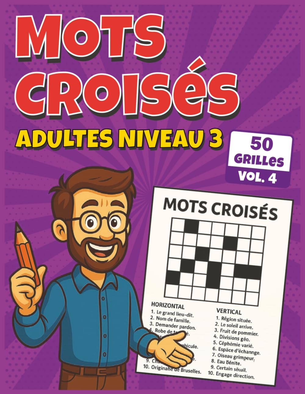 Mots Croisés Adultes Niveau 3: Activité mentale soutenue avec 50 grilles à résoudre book