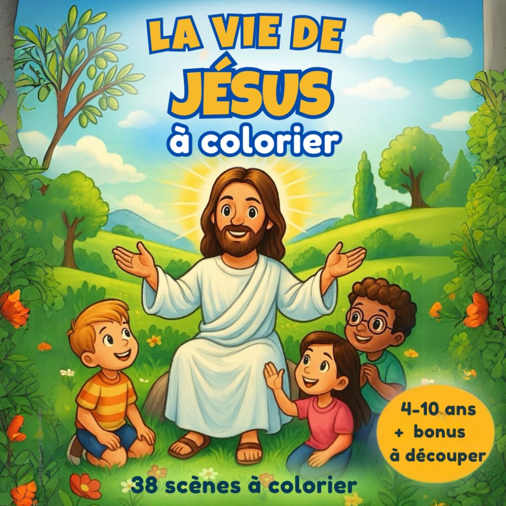 La vie de Jésus à colorier: 38 scènes à colorier + pages bonus à découper book