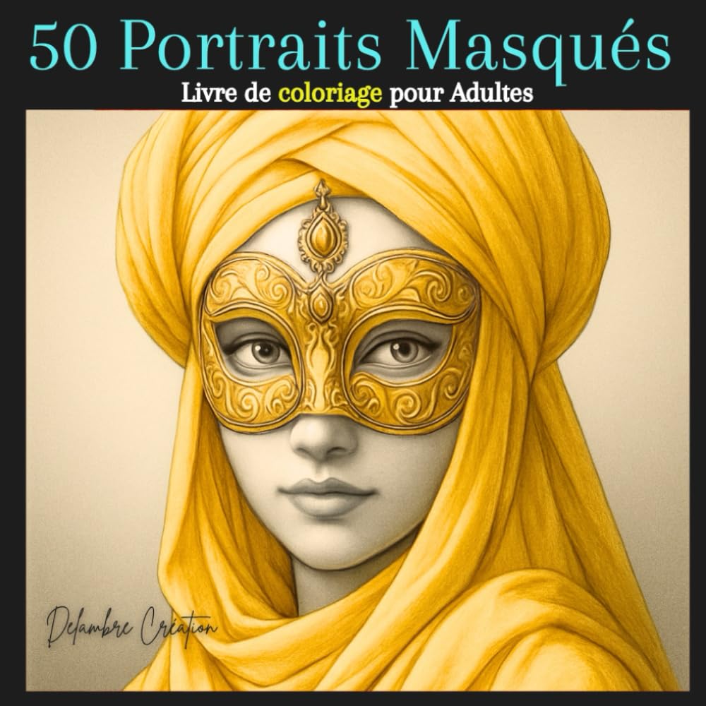 50 Portraits Masqués: Coloriage antistress d’art baroque - visages, masques et détails raffinés book