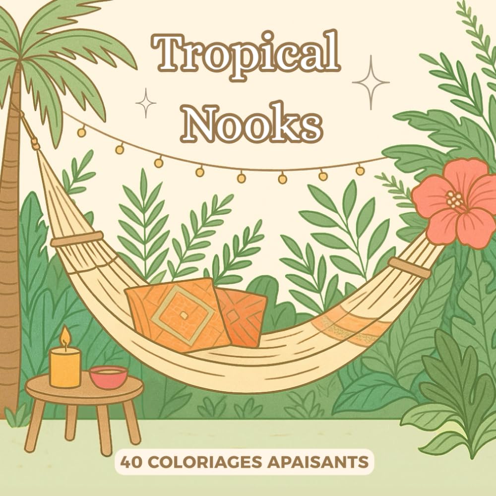 Tropical Nooks: Livre de coloriage tropical pour adultes et adolescents, 40 scènes apaisantes, mignonnes et relaxantes à colorier contre le stress book