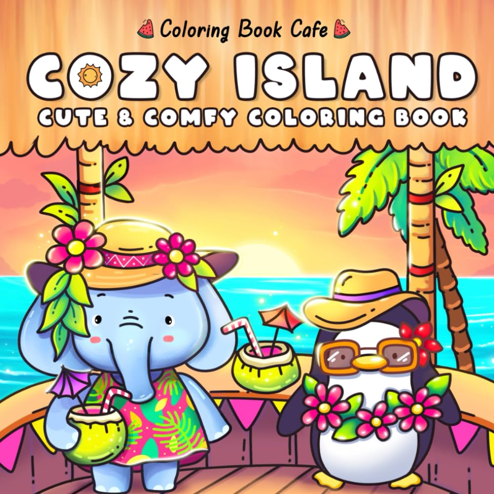 Cozy Island: Tropical Coloring Book for Adults and Teens Featuring Cute Animal Characters and Relaxing Island Adventures Film, Art & Culture