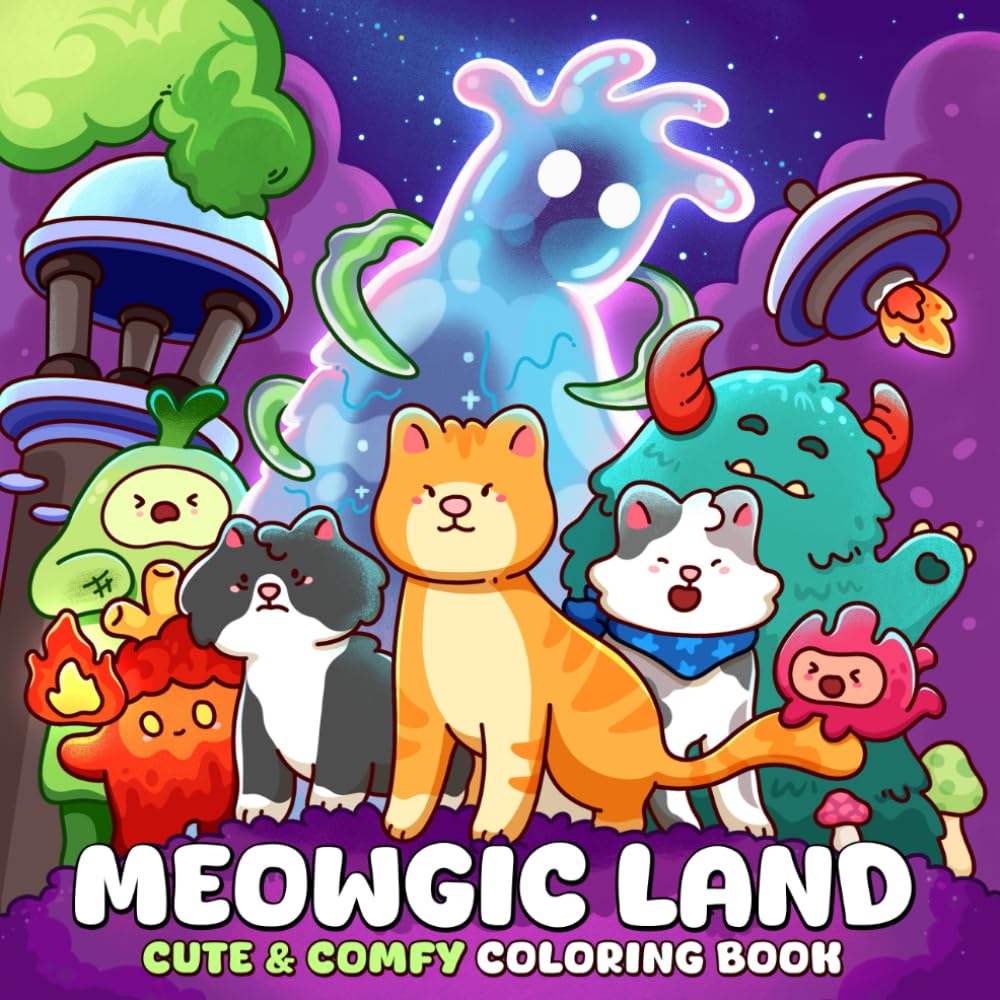 Meowgic Land: A Coloring Book for Adults and Teens Featuring Mischievous Kitties Causing Trouble in Whimsical Lands for Relaxation Hobbies & Crafts