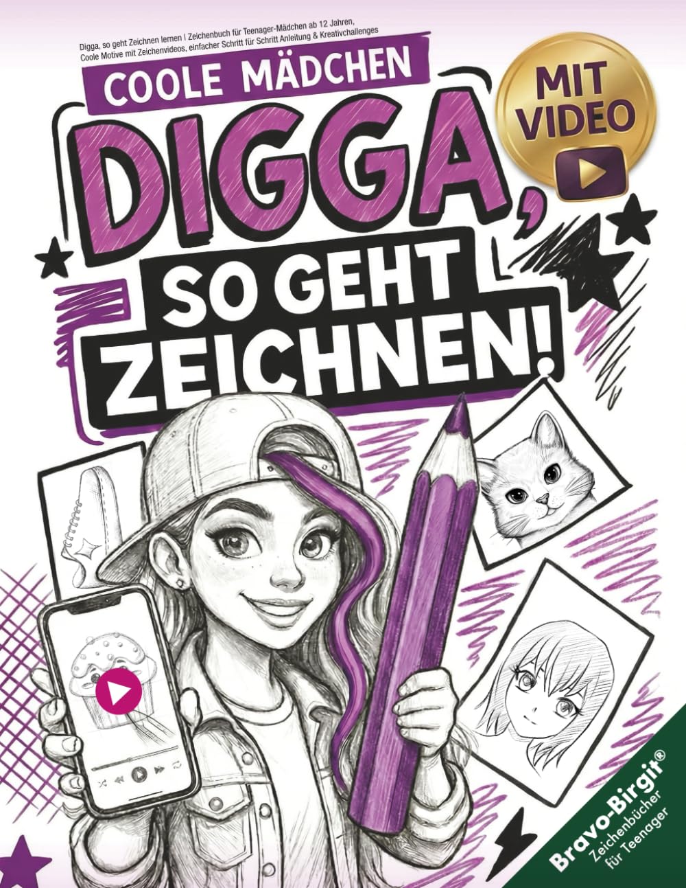 Digga, so geht Zeichnen lernen | Zeichenbuch für Teenager-Mädchen ab 12 Jahren: Coole Motive mit Zeichenvideos, einfacher Schritt für Schritt Anleitung & Kreativchallenges Education