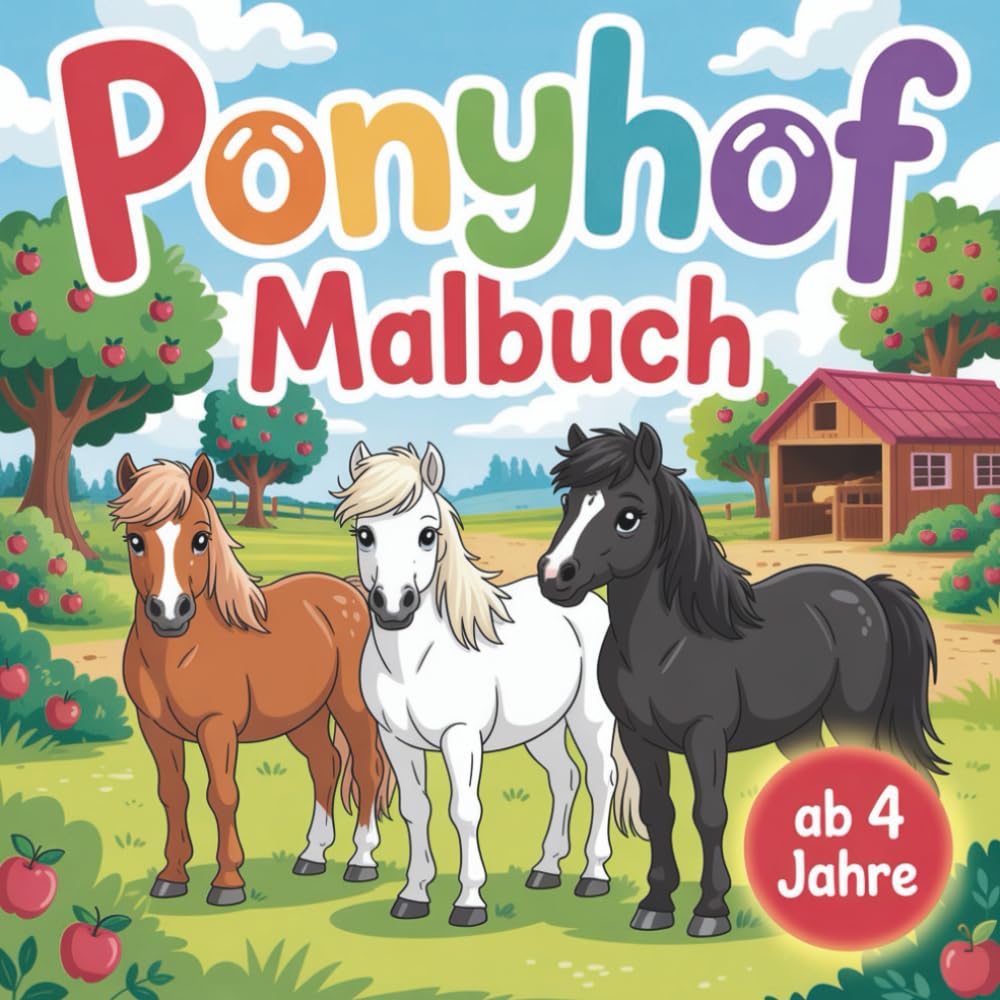 Ponyhof Malbuch für Kinder mit 50 süße Ponys, Stall und Wiesen Szenen zum Ausmalen für Kinder ab 4 Jahren Parents & Children