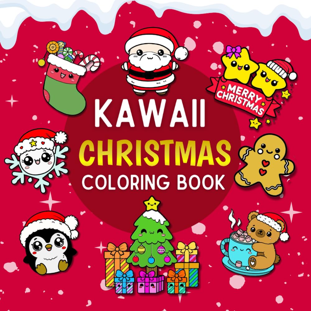Kawaii Christmas Coloring Book: Color the magic of Christmas with simpleand adorable illustrations. book