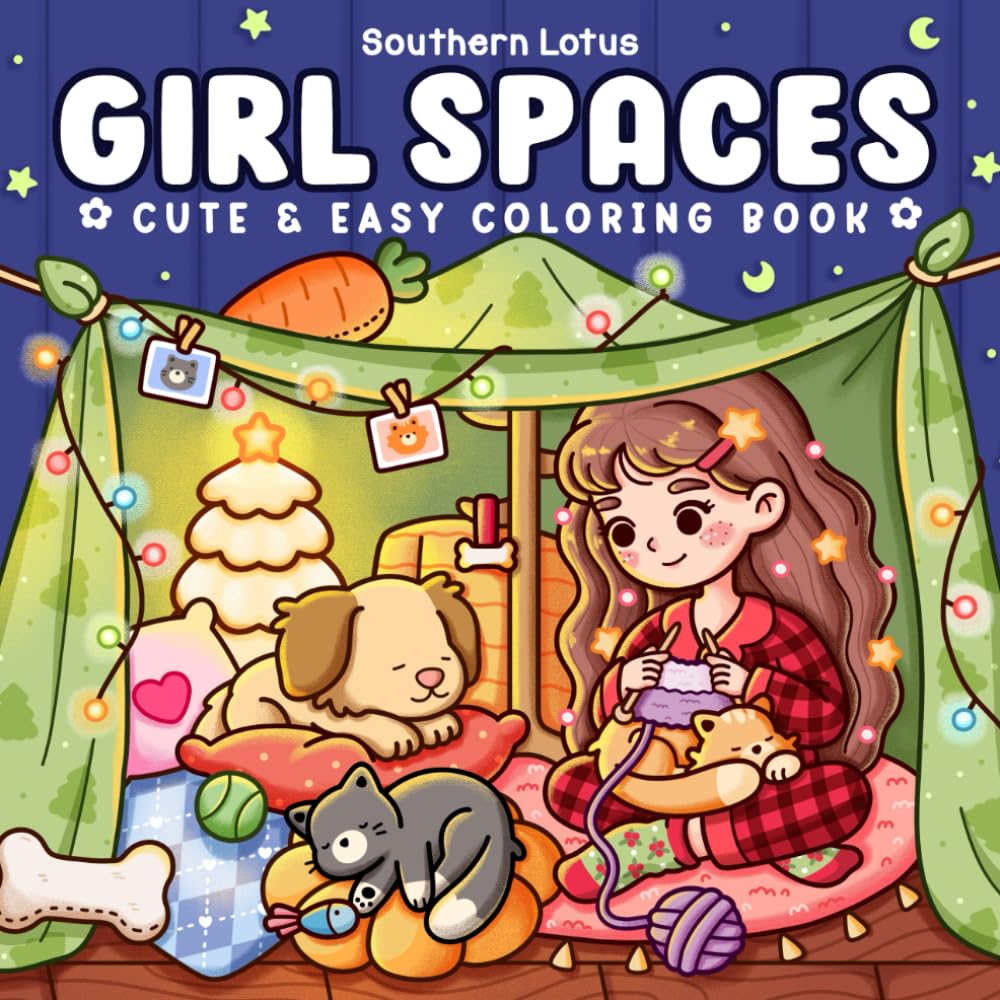 Girl Spaces: Coloring Book for Adults and Teens Featuring Cozy Moments and Girly Things, Cute Drawings for Relaxation and Stress Relief (Cute & Easy Coloring) Hobbies & Crafts