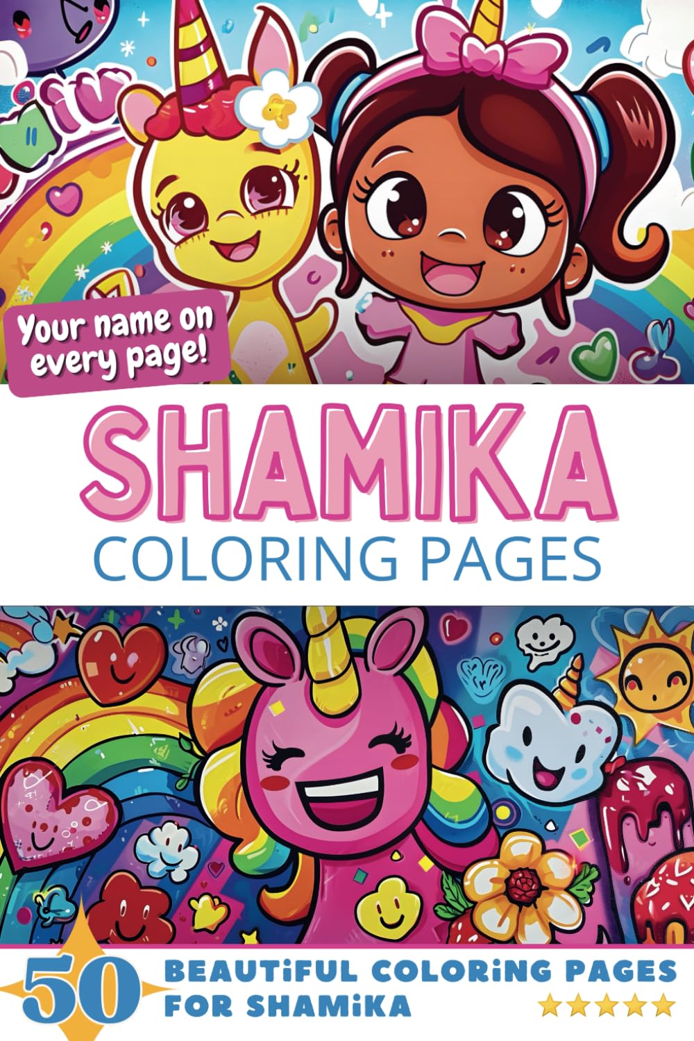 Shamika Coloring Pages: Wow-Effect! Your name on every page - Shamika coloring book - 6x9" - 50x Shamika coloring page - Fantastic Gift Tiptoi & Games