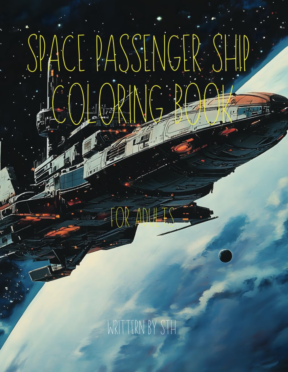 Space Passenger Ship Coloring Book for adults book