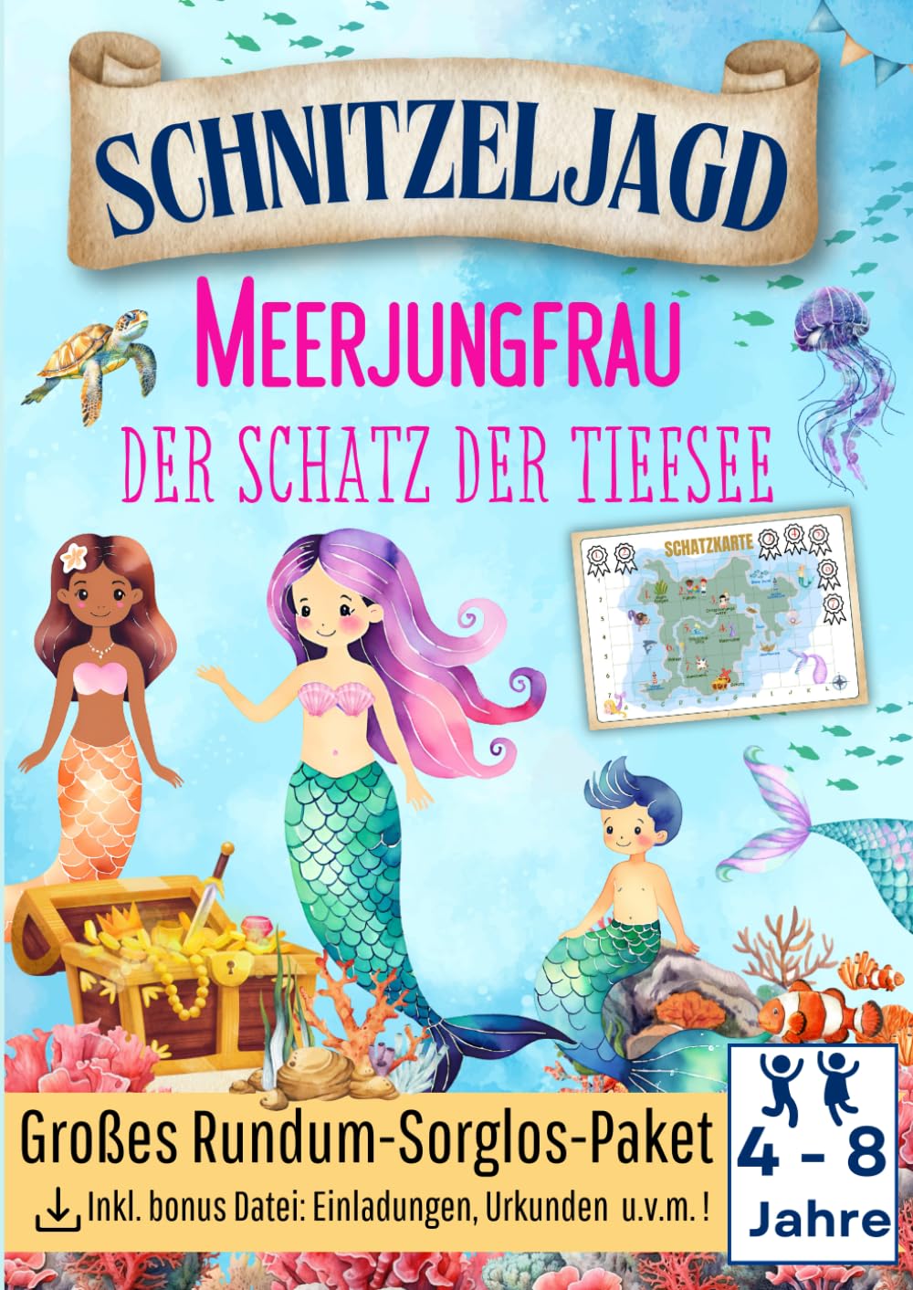Schnitzeljagd Meerjungfrau - Der Schatz der Tiefsee: Erlebe eine unvergessliche Schatzsuche für drinnen oder draußen & Spielplatz. Fertig vorbereitet, ... vielen Rätseln und tollen Extras. 4-8 Jahre Leisure & Fun