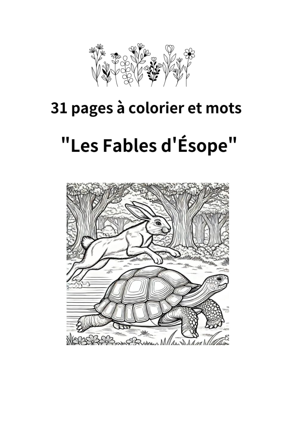31 pages à colorier et mots "Les Fables d'Ésope" book