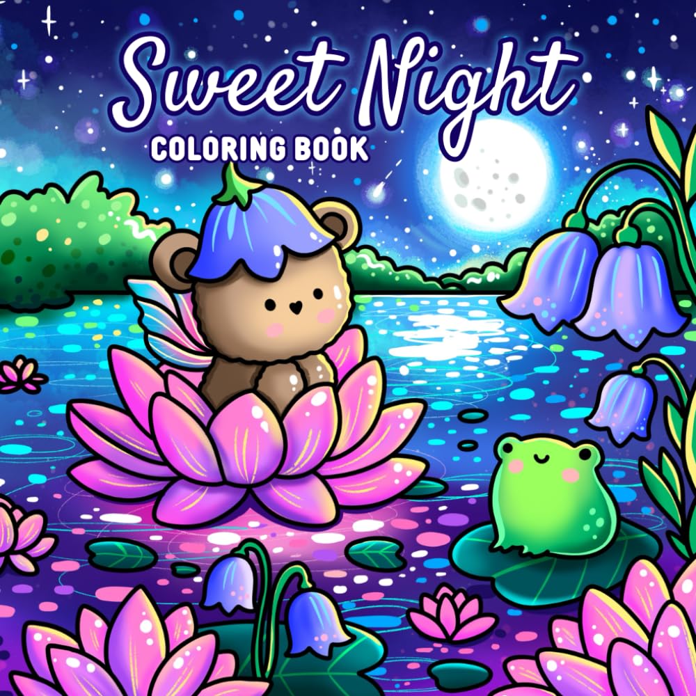 Sweet Night: A Hand-Drawn Coloring Book for All Ages – 42 Magical Illustrations of Starry Skies, Cute Animals, and Peaceful Night Scenes: Relax and ... Perfect for Coloring Enthusiasts of All Ages book