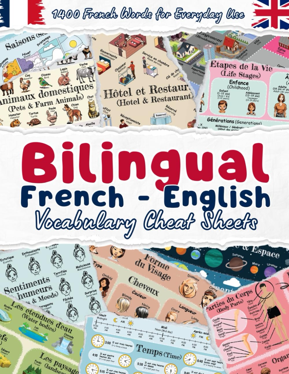 Bilingual French - English Vocabulary Cheat Sheets: Learn Your First 1400 French Words for Everyday Use book