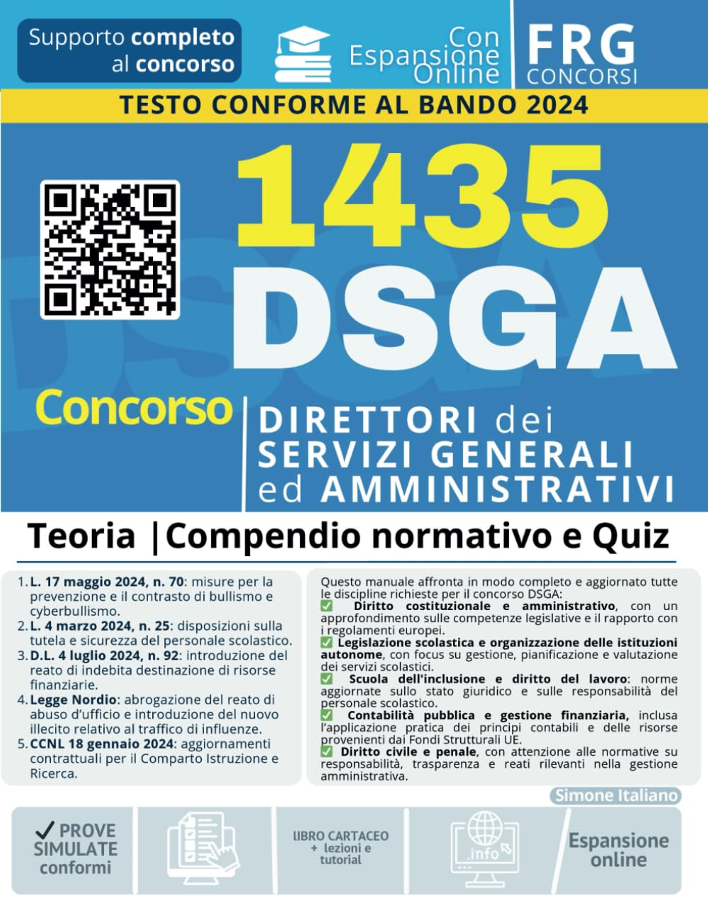 Concorso 1435 DSGA | DIRETTORI dei SERVIZI GENERALI ed AMMINISTRATIVI | Teoria | Compendio normativo e Quiz Medicine