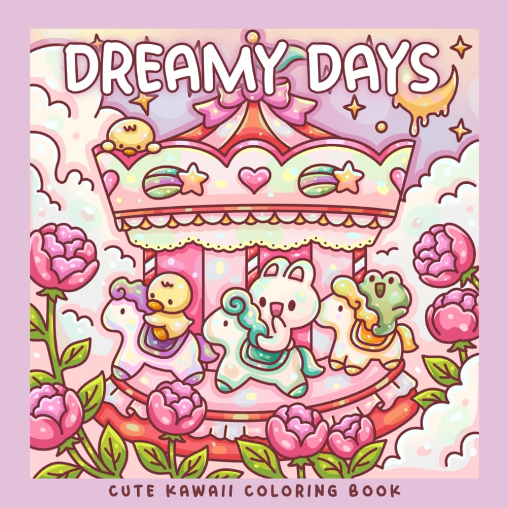 Dreamy Days: A Kawaii Coloring Book of Whimsical Scenes: 30 Coloring Pages with Cute Cows, Frogs, Bunnies, Bears, Ducks and Otter book