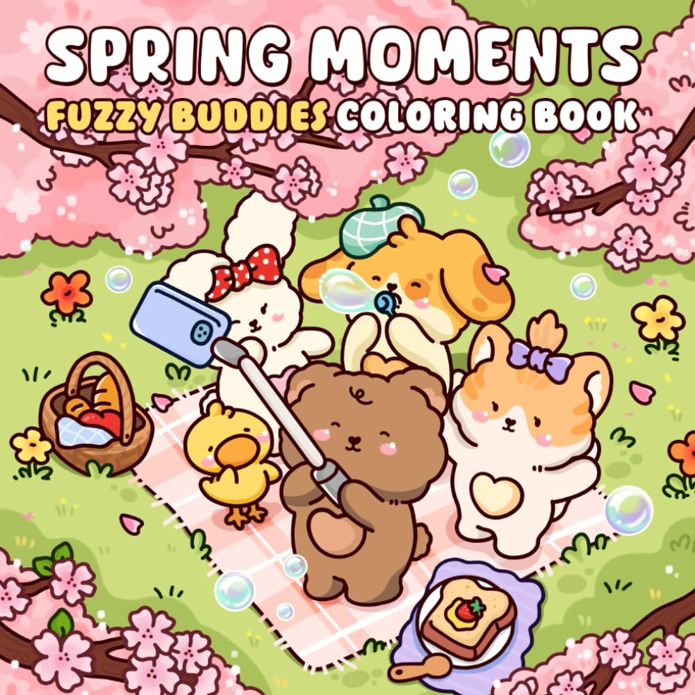 Spring Moments: A Coloring Book of Fuzzy Animal Friends and Cheerful Spring Scenes for Relaxation Hobbies & Crafts