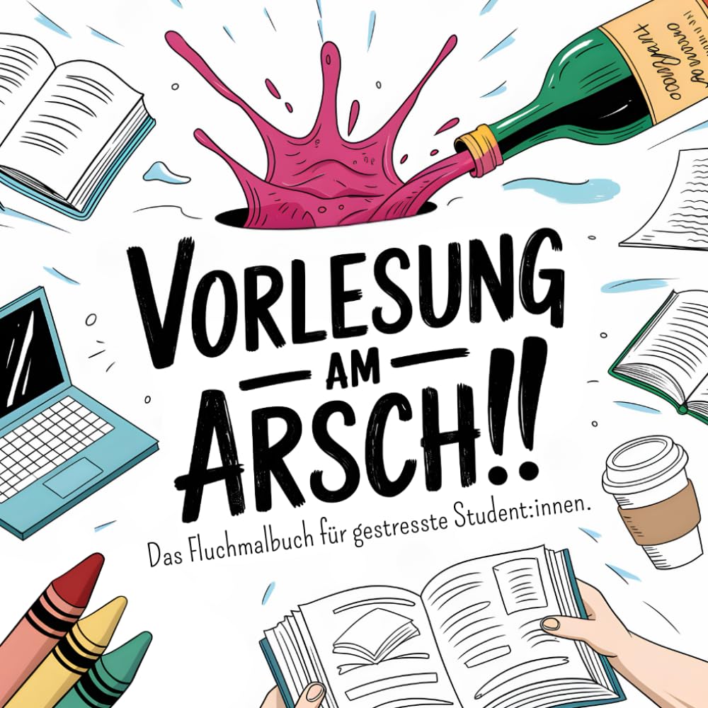 Vorlesung am Arsch – Das Fluchmalbuch für gestresste Student:innen: Psychohygiene zum Ausmalen. Perfektes Geschenk General education