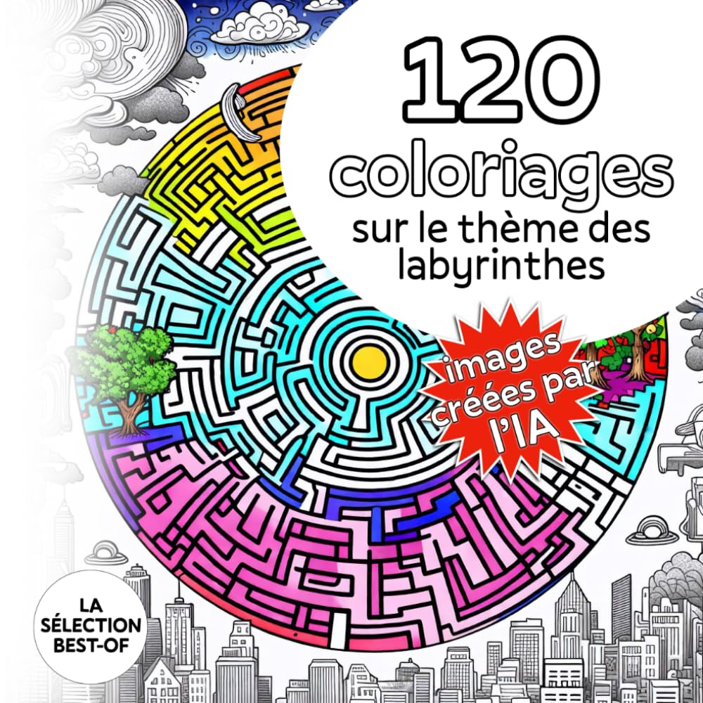 120 coloriages sur le thème des labyrinthes: Best-of de coloriages pour adultes et enfants, créés par l'intelligence artificielle book