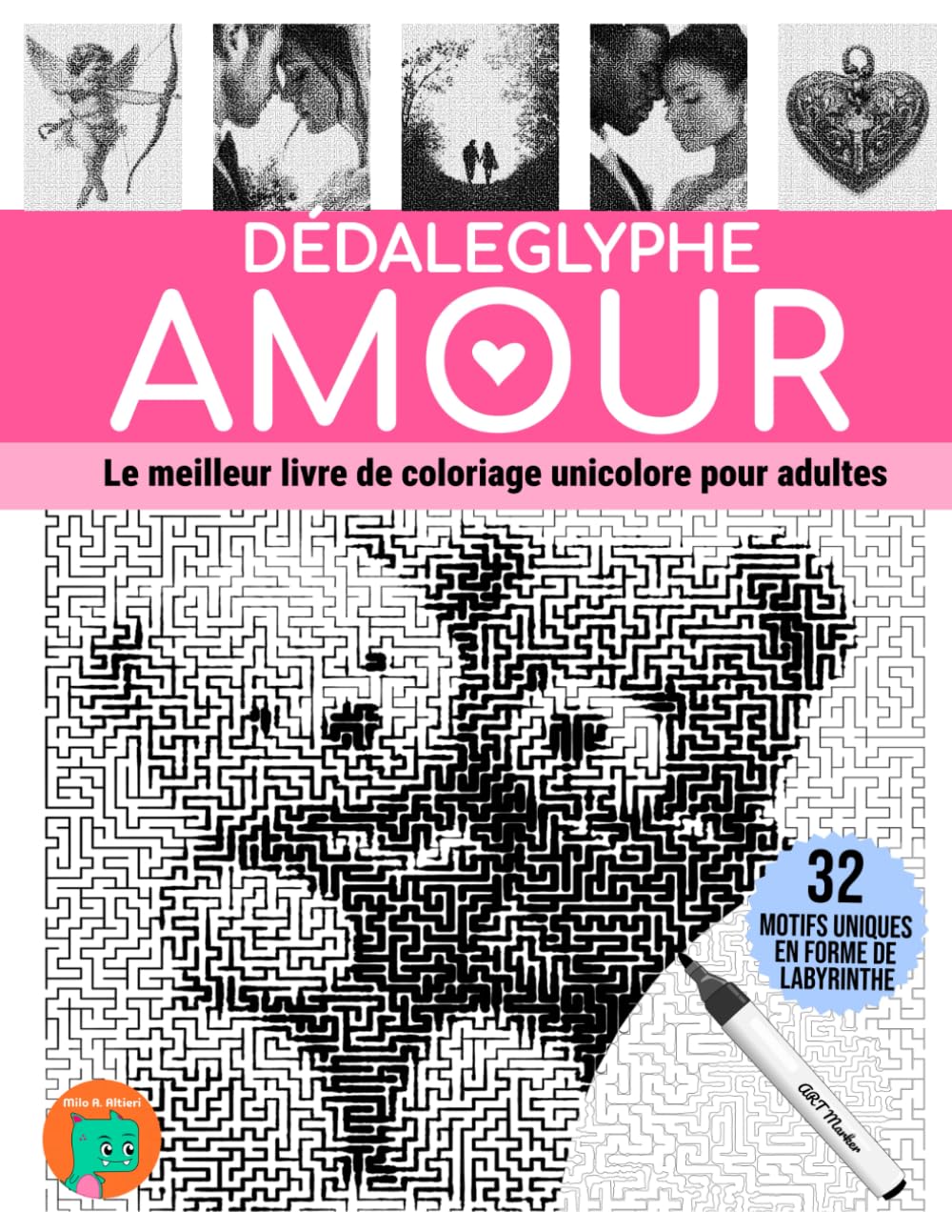 DÉDALEGLYPHE AMOUR: Le meilleur livre de coloriage unicolore pour adultes. book