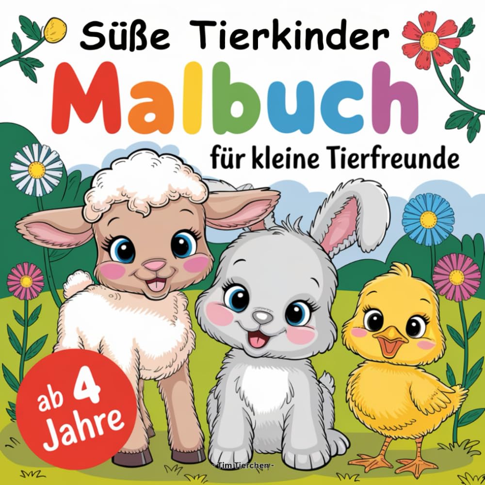 Süße Tierkinder – Malbuch ab 4 Jahren mit 50 niedlichen Motiven von Tieren für kleine Tierfreunde Parents & Children