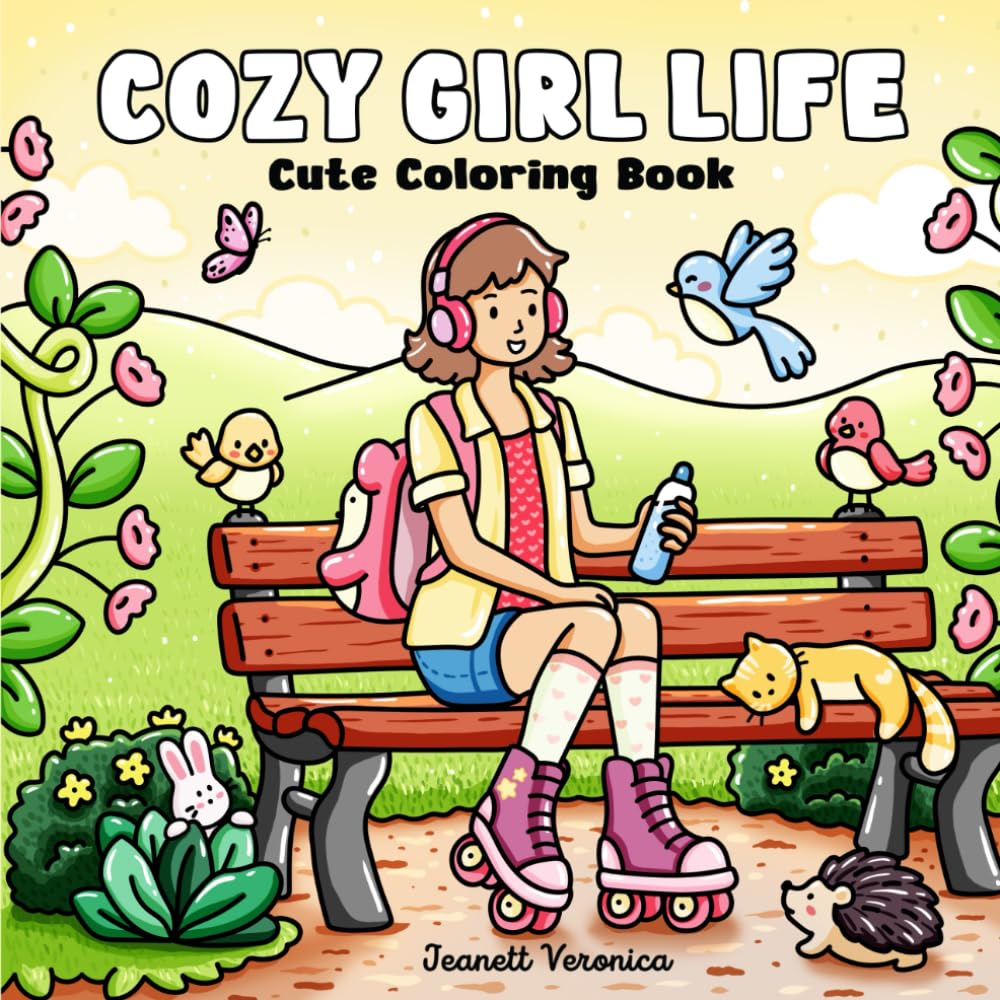 Cozy Girl Life: Cute Coloring Book for Adults & Teens Featuring Adorable Moments, Everyday Activities, and Sweet Nature Scenes (Cozy Girl Series, Band 1) Hobbies & Crafts