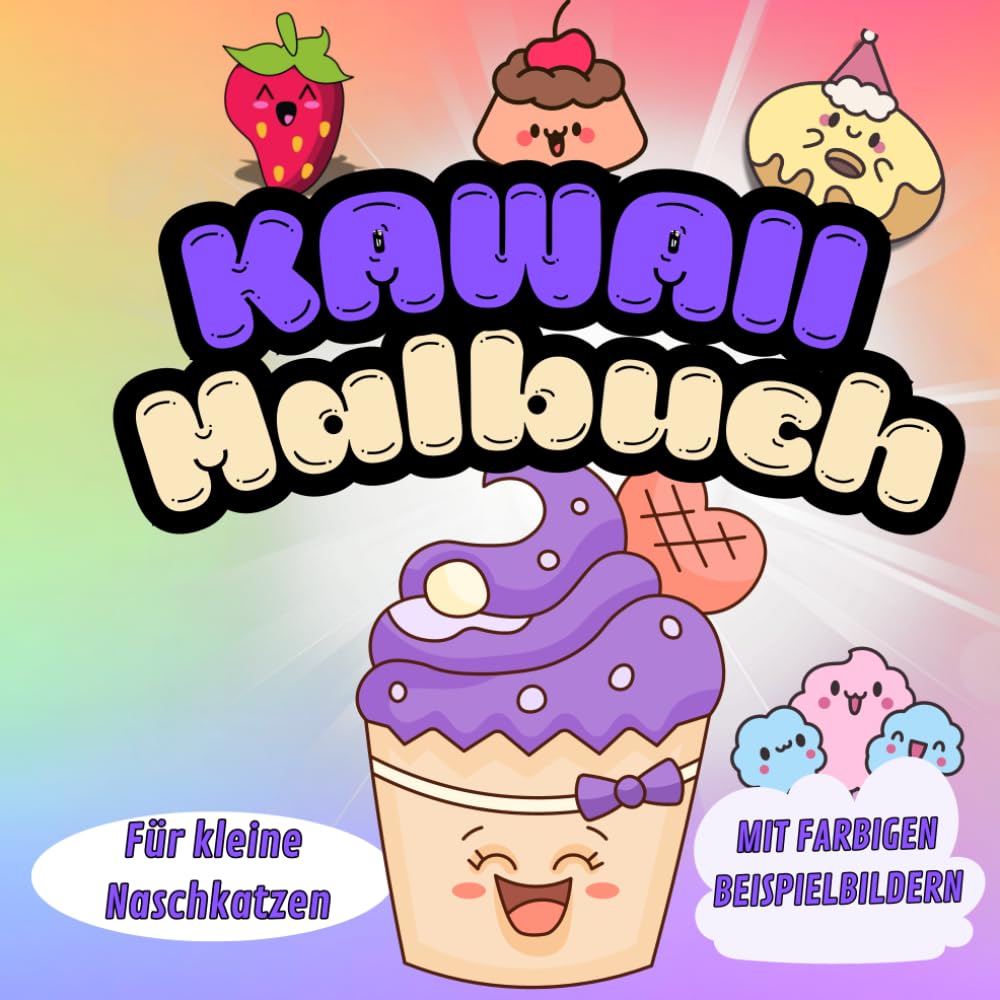 Kawaii Malbuch für kleine Naschkatzen mit farbigen Beispielbildern: Süße Früchte, Eis und Pudding zum Ausmalen, der extrem süße Trend aus Japan! Lifestyle