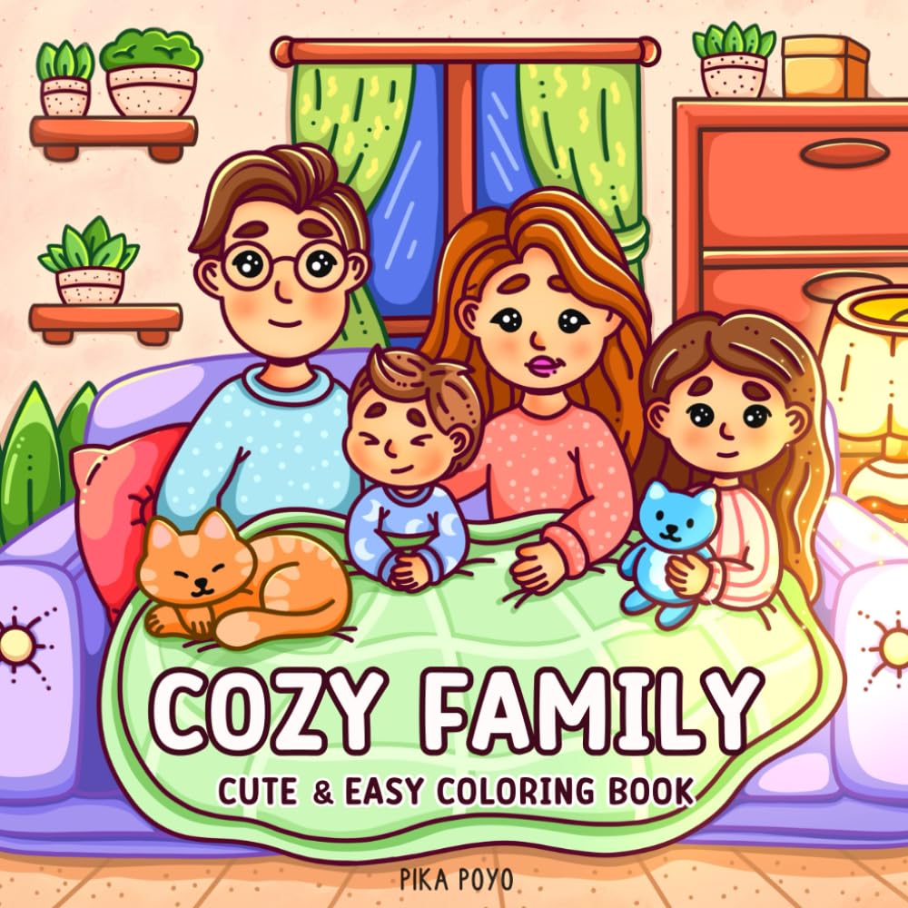 Cozy Family: Coloring Book for Adults and Teens Featuring Magical Family Moments & Lovely Home Scenes, Cute Drawings for Relaxation & Stress Relief Manga