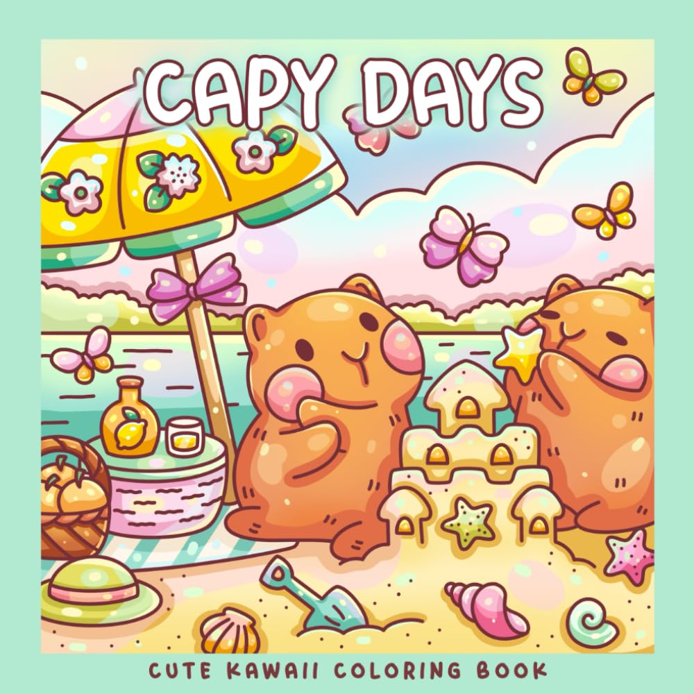 Capy Days: Kawaii Capybara Coloring Book For Kids and Adults: Adorable Capybaras Adventures in 30 Cute, Cozy and Whimsical Coloring Pages book