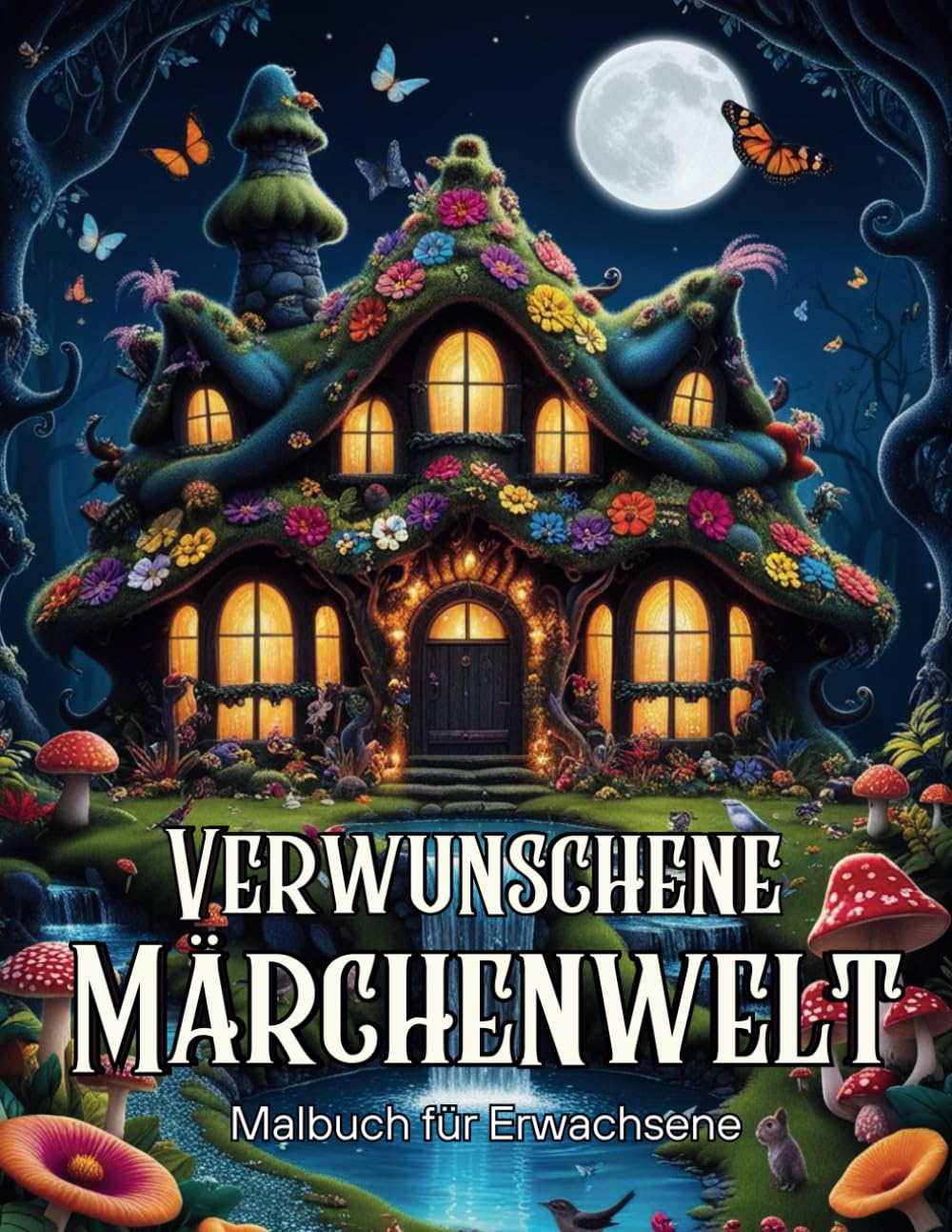 Verwunschene Märchenwelt: Malbuch für Erwachsene - Ein Fantasy Ausmalbuch mit märchenhaften Szenen, Tieren, Wäldern, Pilzhäusern und Schlössern für Entspannung und Achtsamkeit Arts & Music