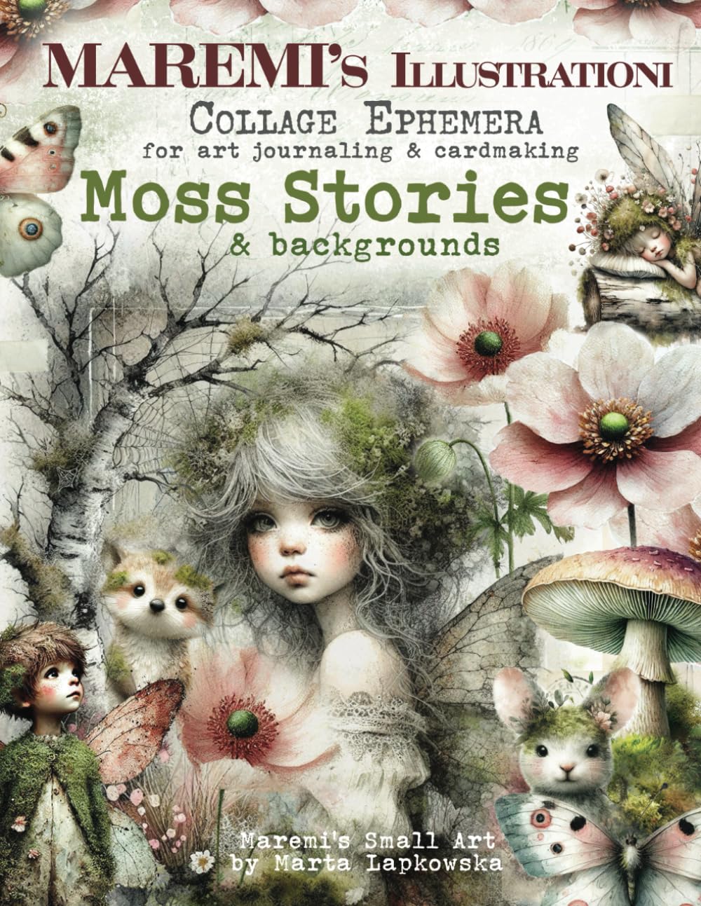 MAREMI'S Illustrationi Collage Ephemera for art journaling & cardmaking MOSS STORIES & Backgrounds: +450 Woodland Images Hobbies & Crafts