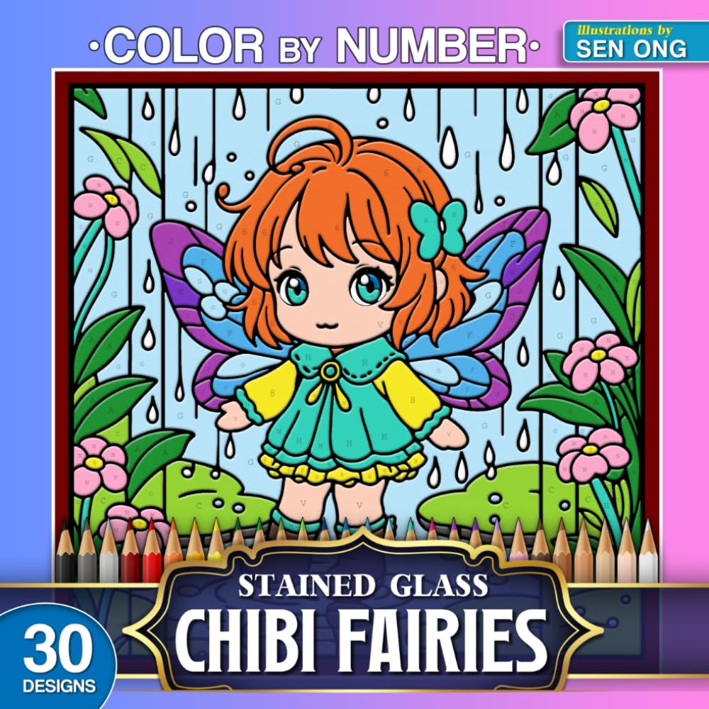 Chibi Fairies Stained Glass Color by Number: A Magical and Cute Fairyland to Brighten Your Day (Stained Glass Color By Number Collection) Film, Art & Culture