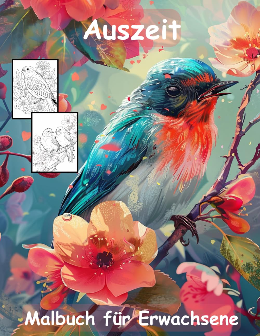 AUSZEIT Birds and Flowers -Malbuch für Erwachsene -Entspannung und Stressabbau -ein magisches Ausmalbuch mit 50 ausgewählten Motiven: -Ausmalbilder ... -Anti-Stress-Ausmalbilder Vögel und Blumen Lifestyle