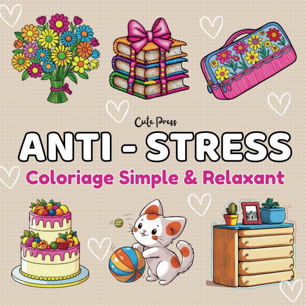 Coloriage simple Anti Stress: Livre à colorier adulte - 50 dessins gros et variés pour se détendre book
