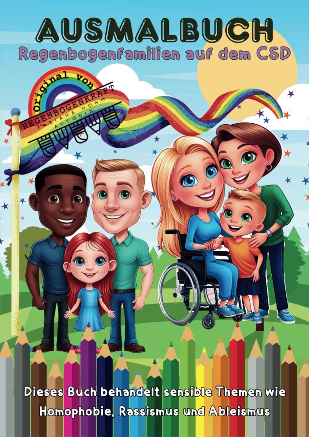 Ausmalbuch - Regenbogenfamilien auf dem CSD LGBTQ+